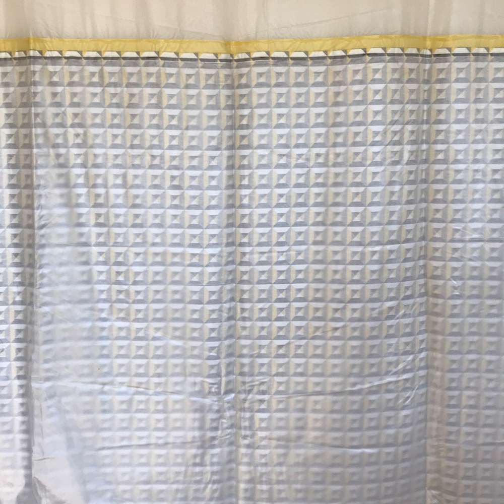 Yellow White Gray 3D Geometric Shower Curtain🌪 - Picture 7 of 7